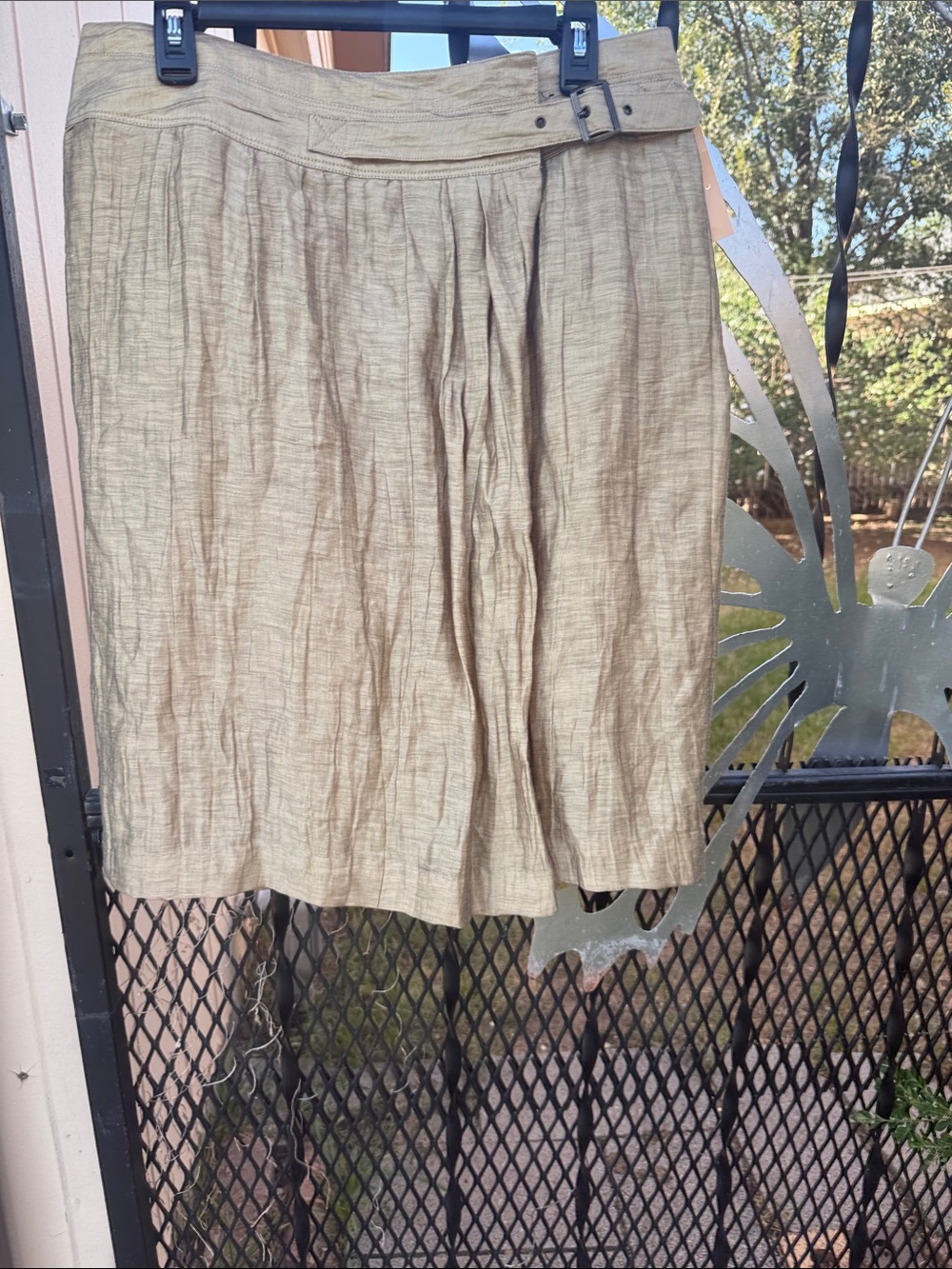 Lane Bryant Light Khaki Linen-Blend Pleated Skirt